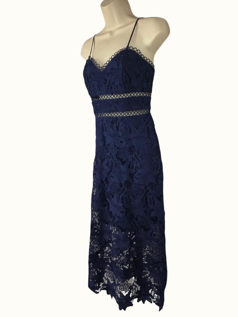 Bardot Royal Blue Lace Midi Dress US 6 Adjustable Straps Cocktail Wedding Guest